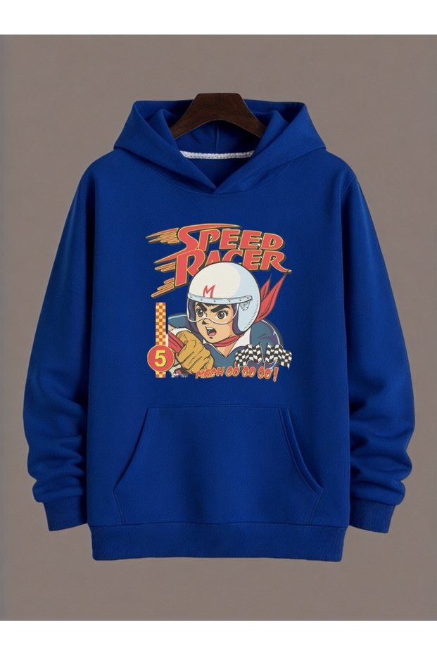 Unisex Speed Racer Colorful Custom Printed Cotton Oversize Hooded Sweatshirt