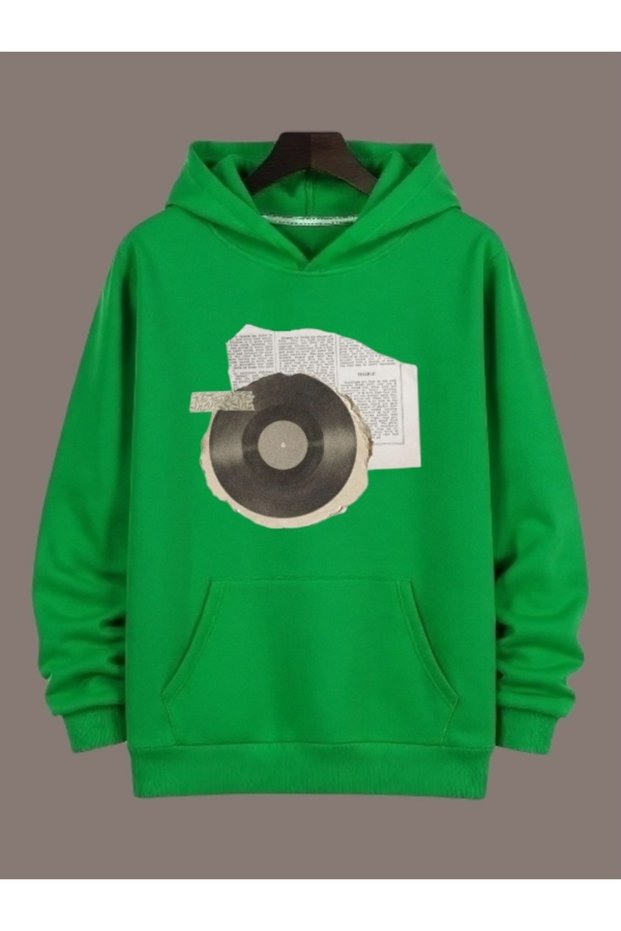Unisex Plak Colorful Custom Printed Cotton Oversize Hooded Sweatshirt