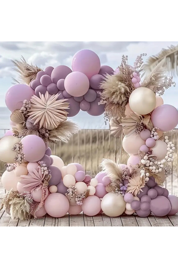 Powder Pink Retro White Pale Pink Balloon Chain Set 100 Pieces