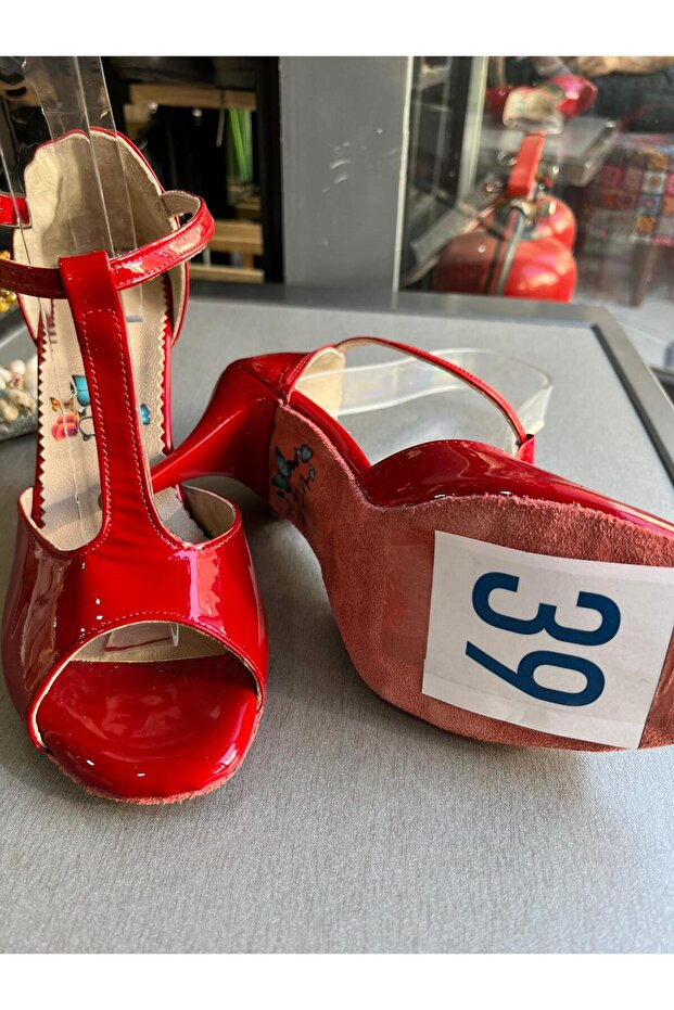 T MODEL KIRMIZI RUGAN 8,5 CM 13 PONT TANGO, DANS VE SALON AYAKKABISI - 6