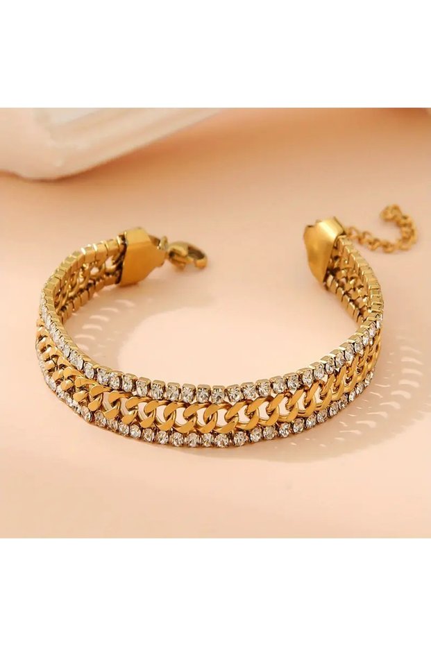 Elegant Chain Design Bracelet with Zircon Stone