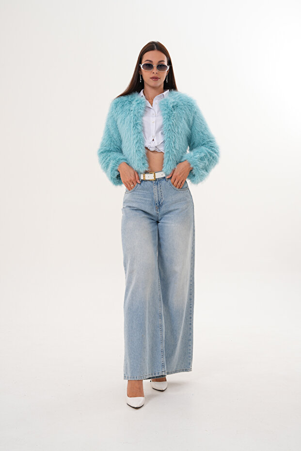 Crop Boy Basic Collar Feather Jacket - 1