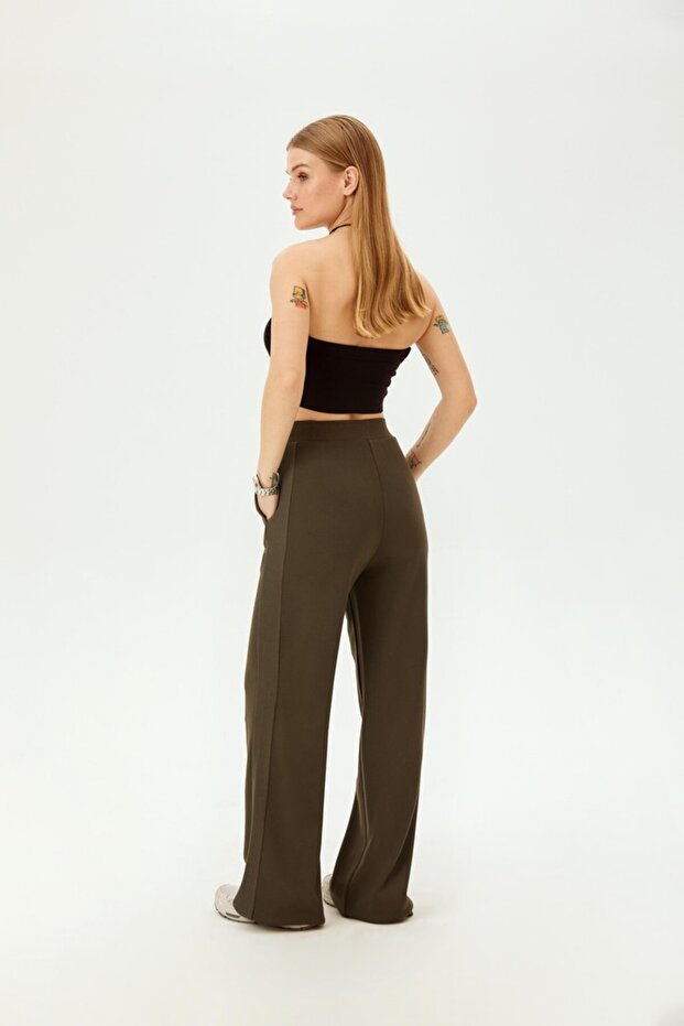 Pamuklu Rahat Kesim Örme Pantolon - 2