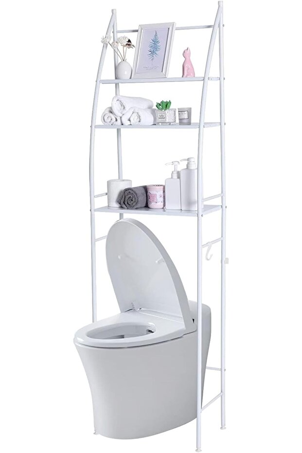 Sulfar Bathroom Storage Shelf 3 Tier, Toilet Storage Rack Easy To Assemble Toilet Bathroom Shelf No