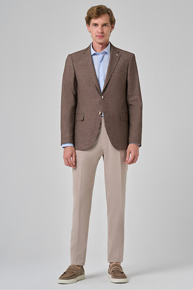 Erkek KAHVE Yünlü Dynamic Fit Rahat Kesim Ceket - 3