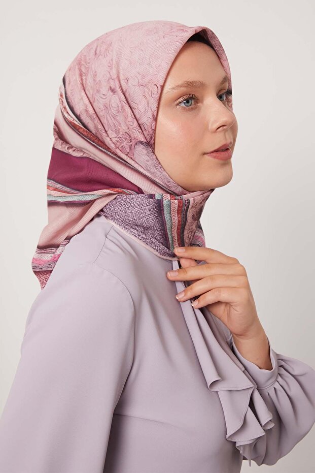 وشاح قطني بنمط شريط وردي - 3