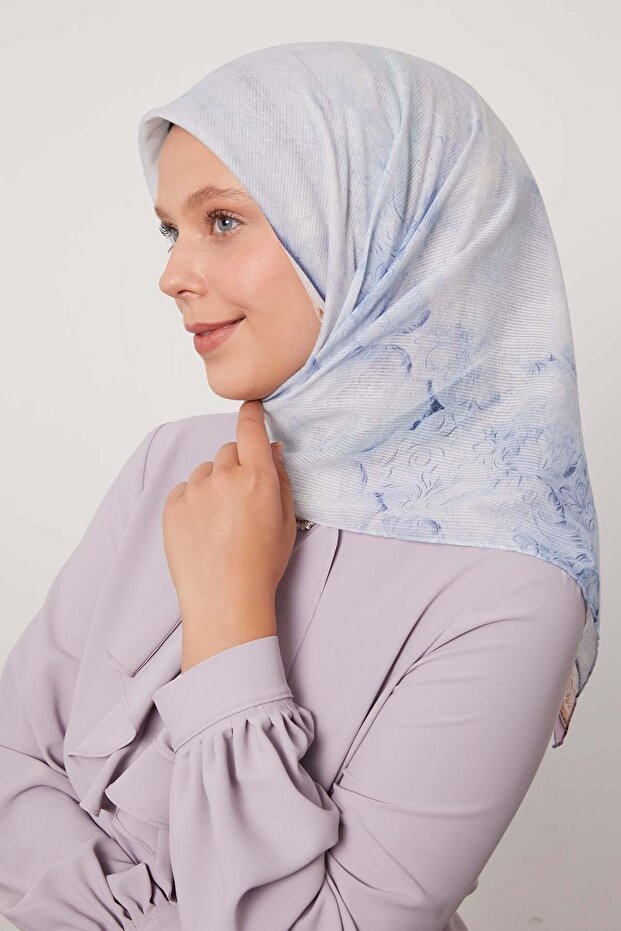 وشاح قطني بنمط شريط بنفسجي - 1