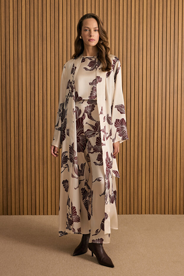 Desenli İpek Kimono - 2