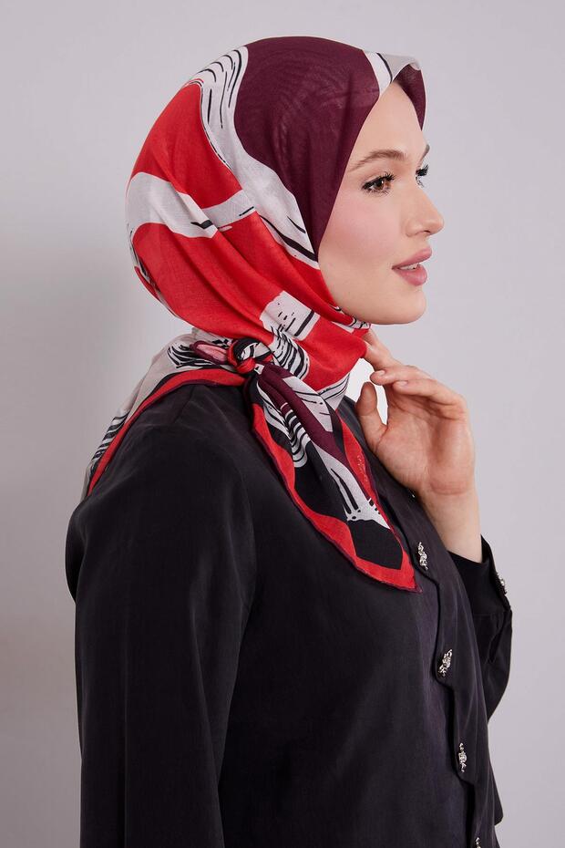 Cherry Abstract Pattern Soft Scarf - 1