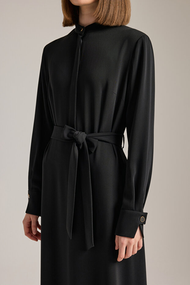 Hakim Yaka Dökümlü Elbise - 5