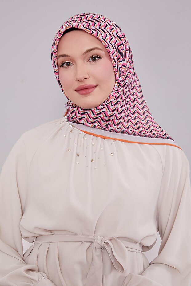 وشاح ناعم بنمط متعرج برتقالي - 3