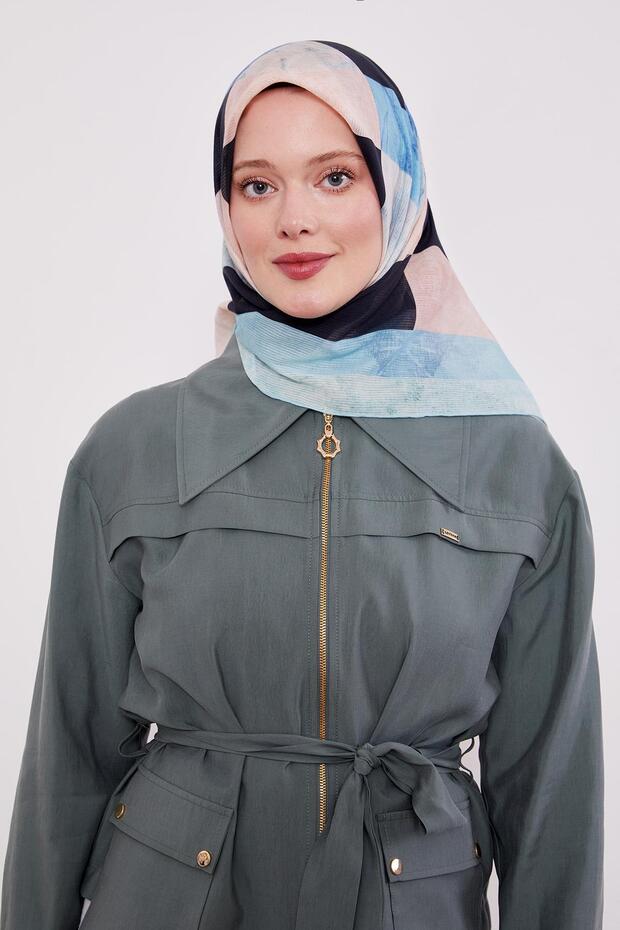 وشاح قطني بنمط خطوط أخضر نعناعي - 3