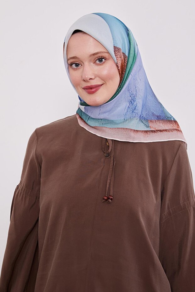 وشاح قطني بنمط خطوط البودرة - 2