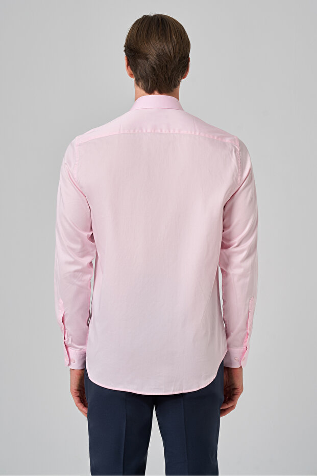 Erkek Pembe İhracat Dynamic Fit Sert Yaka Gömlek - 5