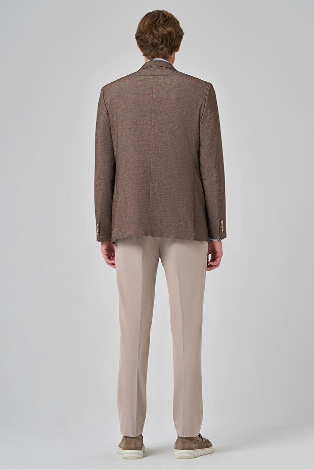 Erkek KAHVE Yünlü Dynamic Fit Rahat Kesim Ceket - 5