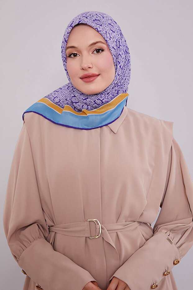 وشاح ناعم بنمط اللغز الأزرق - 3