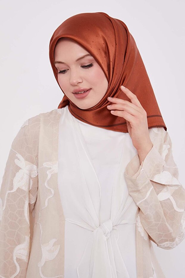 Tile Speckle Pattern Monogram Silk Scarf - 2