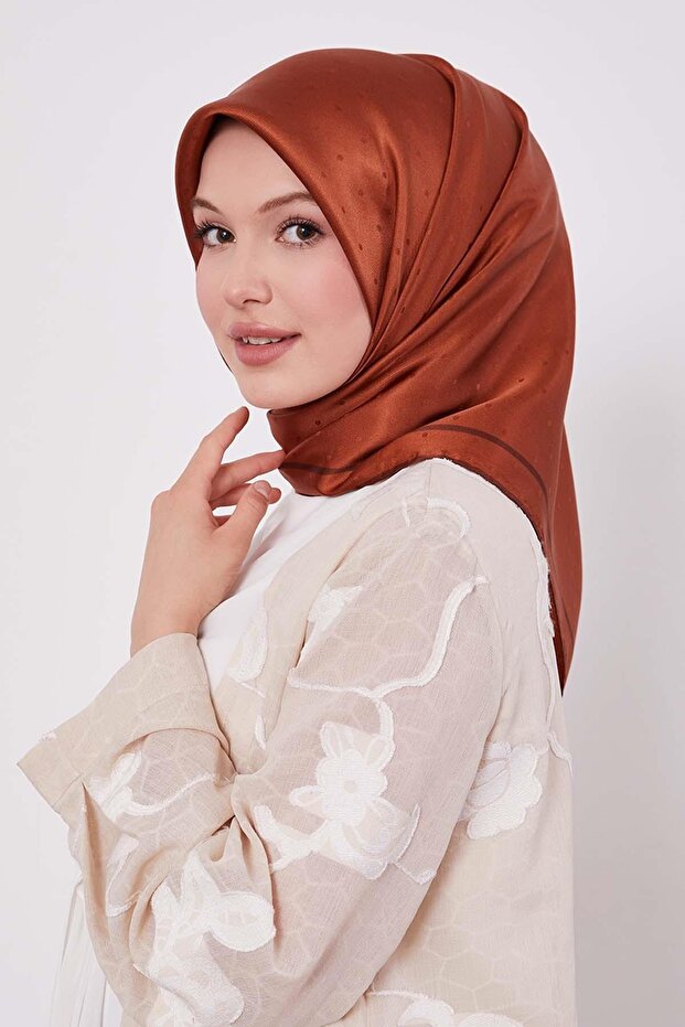 Tile Speckle Pattern Monogram Silk Scarf - 1