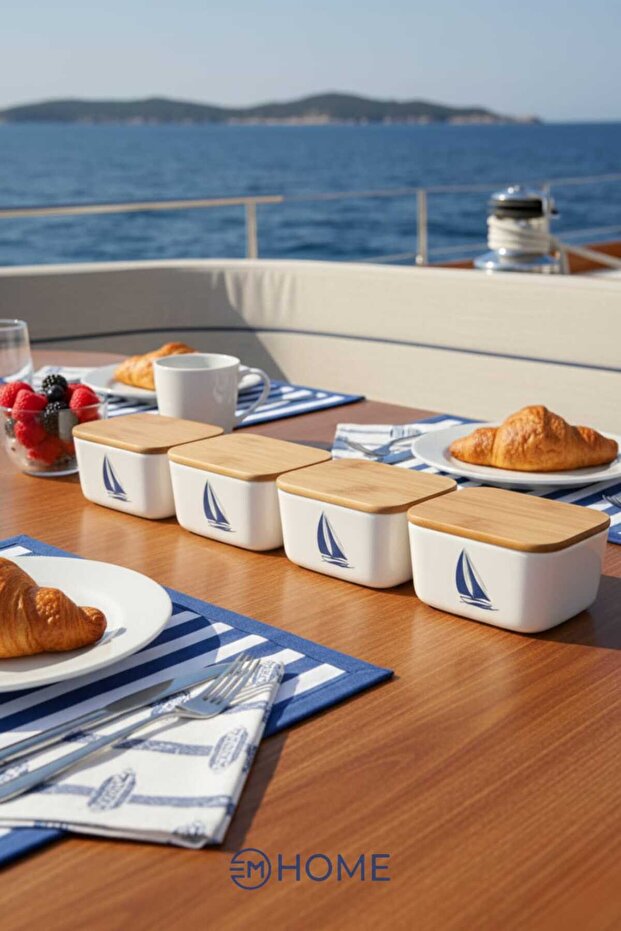 Set of 4 Storage Containers Lunch Box with Natural Wooden Lid (4X400Ml) - 4