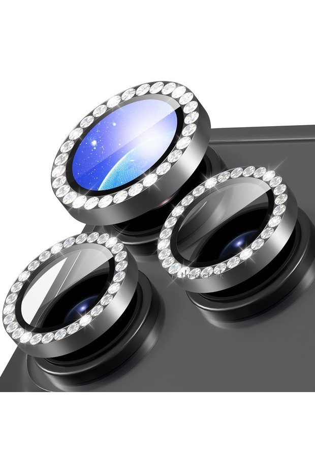 iPhone 17 Pro/ 17 Pro Max Compatible Stoned Aluminum Camera Protection Lens Protector Tempered Glass