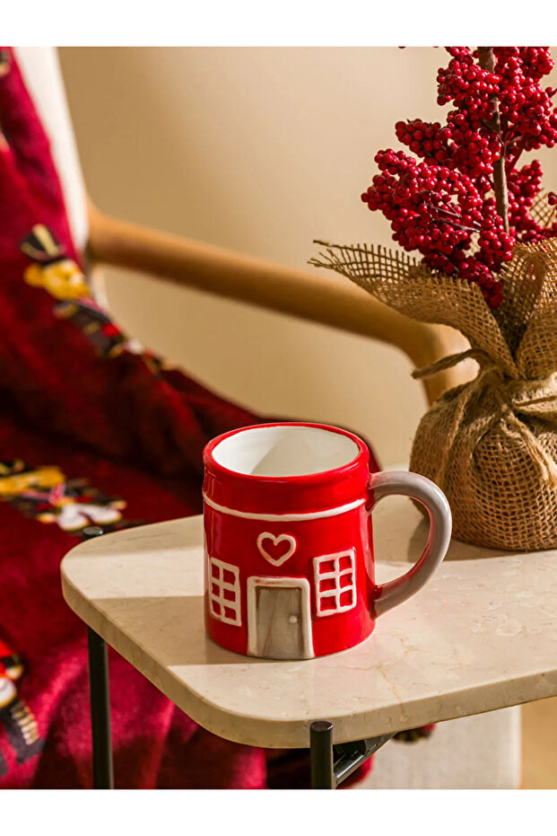 Lcw Home Red Printed Ceramic Mug 270 ml
