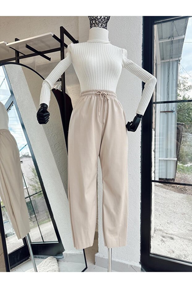 Deri Pantolon Bej - 2