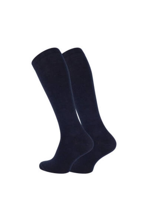 Travel Socks, 39-42, 65% Cotton, Below the Knee, Navy Blue