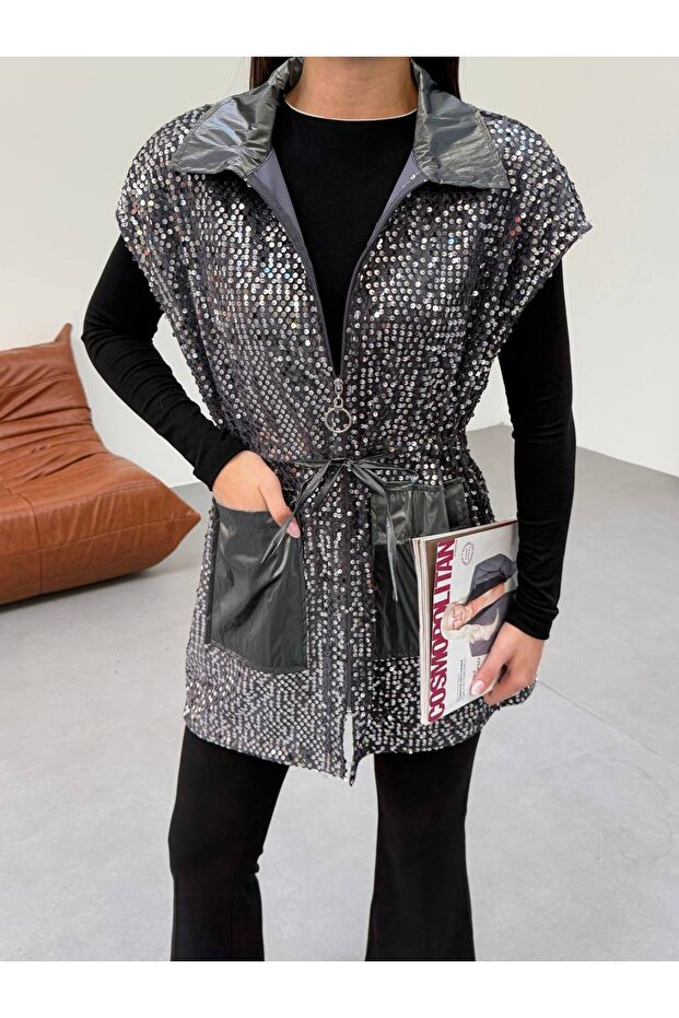 Işıltılı modern yelek - 3
