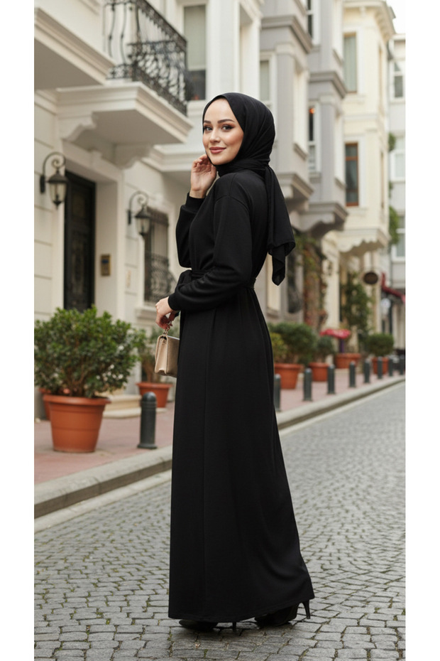 Kadın Bisiklet Yaka Elbise - 3