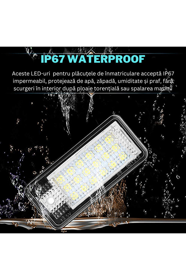 Set 2 lampi LED numar inmatriculare dedicate Audi A4 B6 B7 A3 A5 A6 A8 Q7 RS4, IP 67 impermeabil - 4