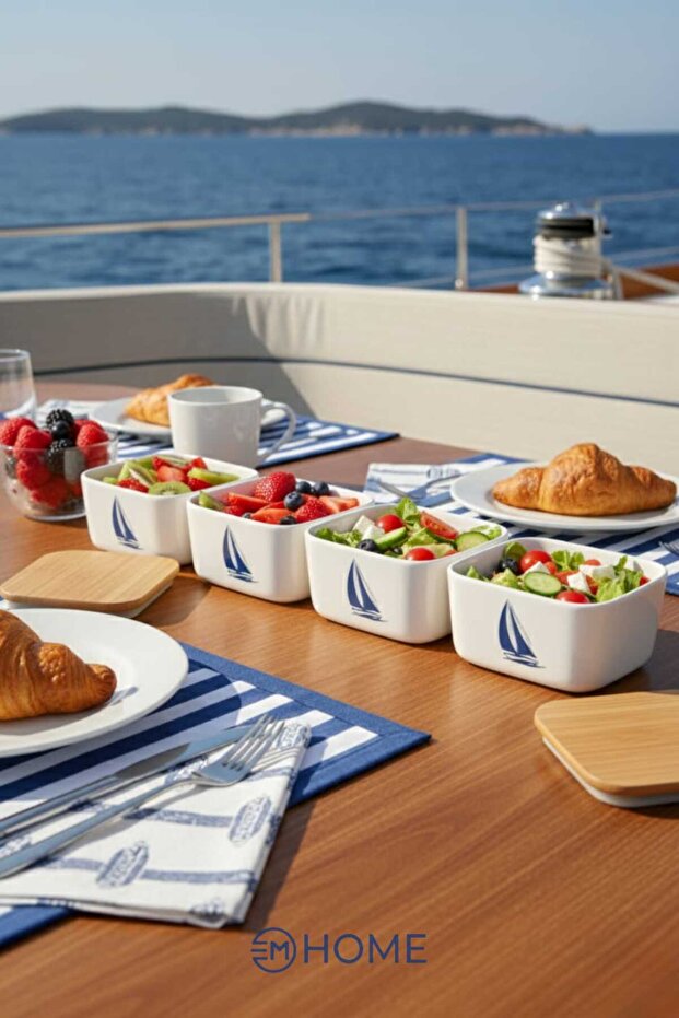 Set of 4 Storage Containers Lunch Box with Natural Wooden Lid (4X400Ml) - 3