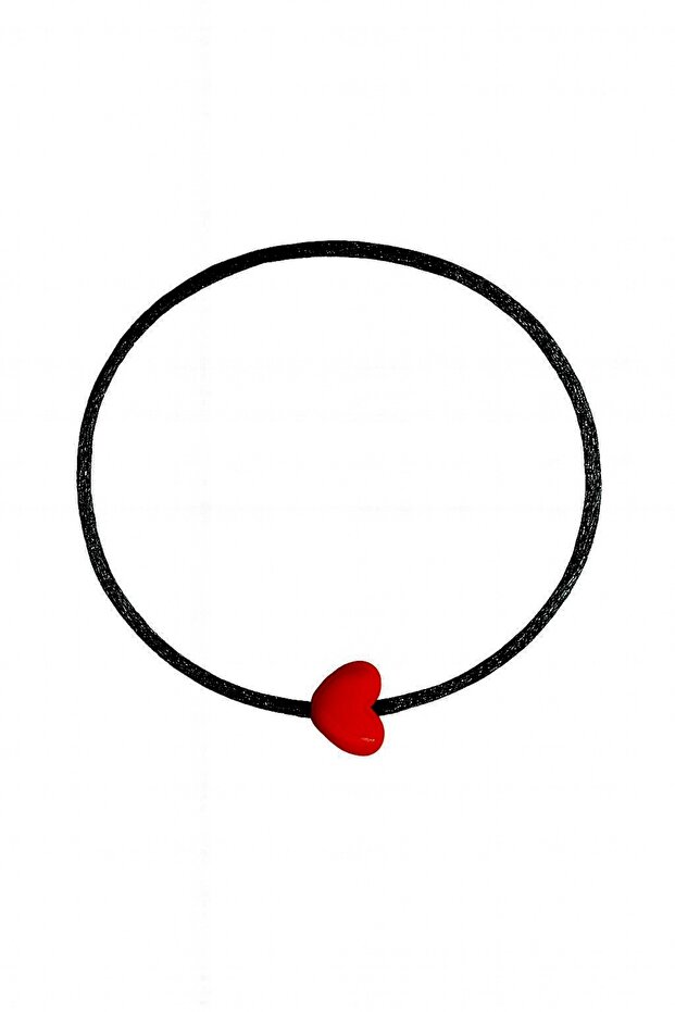 Black Rope Anklet with Red Heart Detail Adjustable