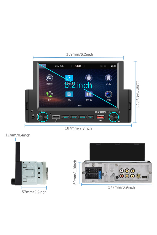 MP5 Player universal Carplay & Android auto 1 Din, MaxTech®, display HD de 6.2 inch, TouchScreen - 9