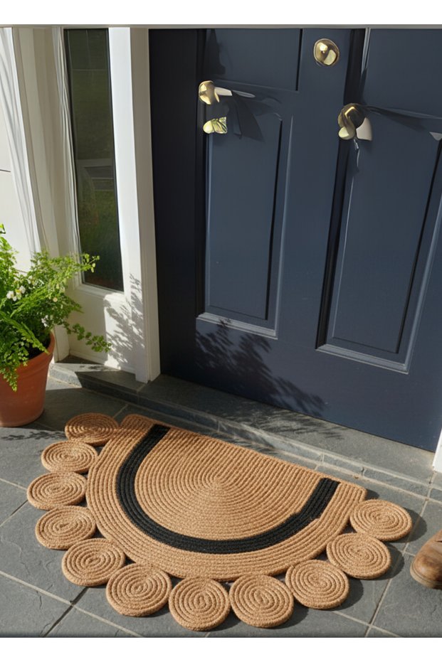 Jüt Aurora Natural Four Seasons Door Mat Wicker Indoor and Outdoor Compatible Welcome Mat Decoration