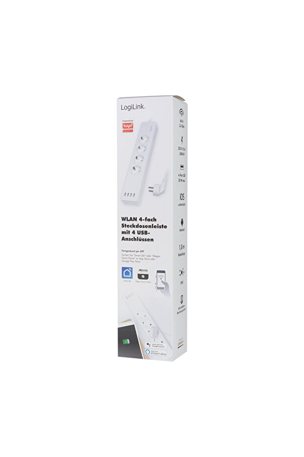 Smart extension cord SH0104, Wi-Fi, 4 sockets, 4xUSB 5 V/4 A max. 20 W, White - 3