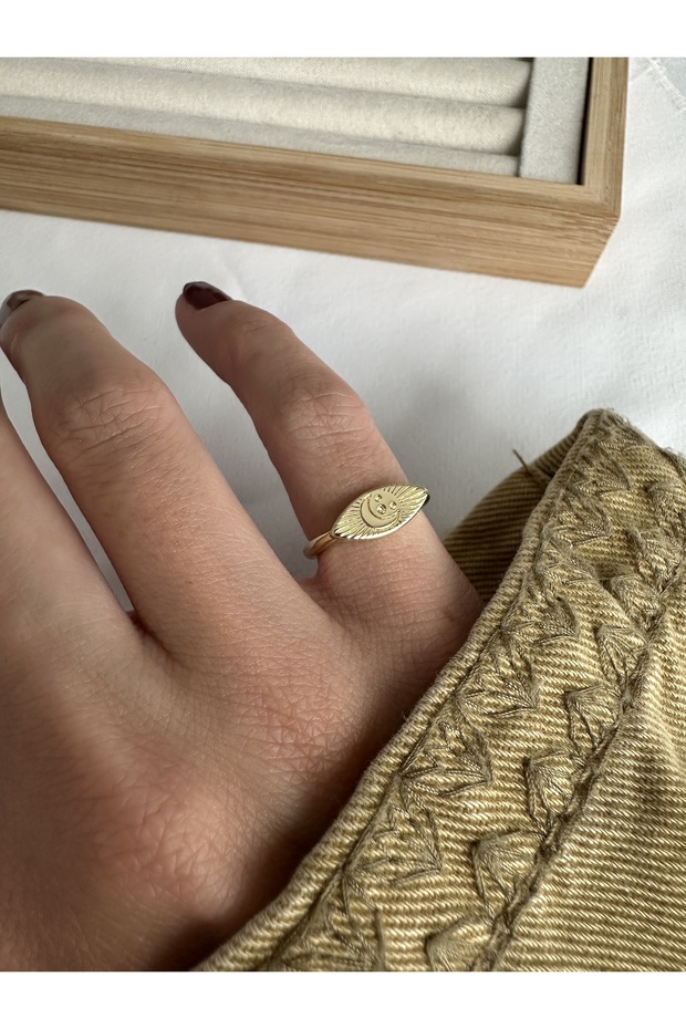 خاتم ذهبي على شكل نجمة وهلال - 4
