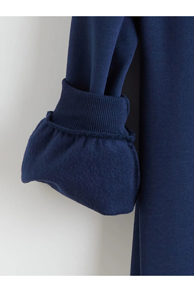 LCW Modest Lacivert Kapüşonlu Sweat Elbise - 2