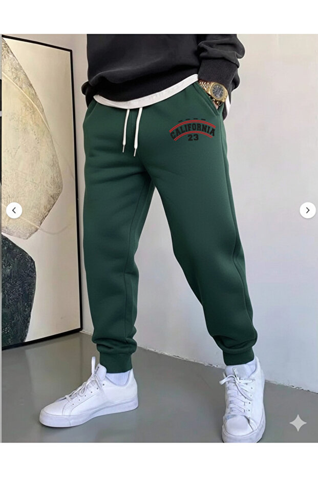 California 23 Sweatpants Jogger - 3-Thread Winter Printed High Waist Elastic Leg