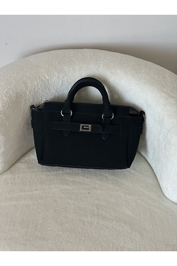 Süet siyah el çantası - 2