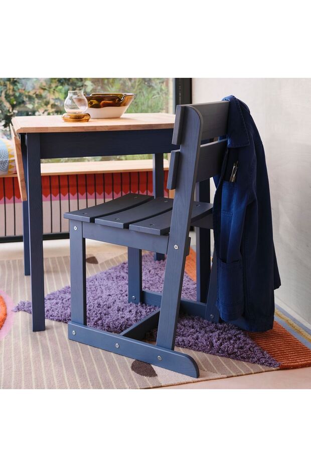 ahşap sandalye, mavi - 2