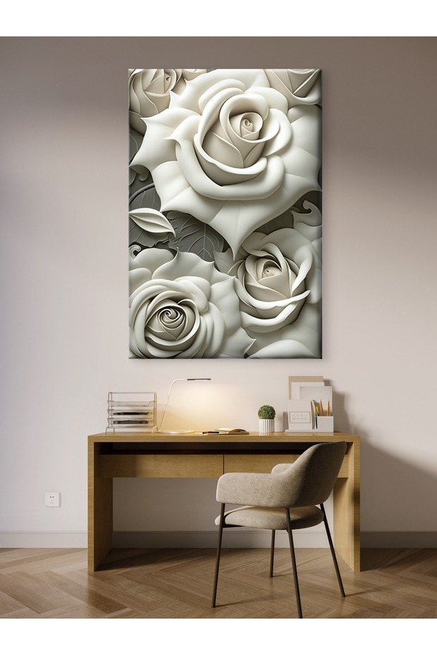 BEYAZ GÜLLER - BASKI KANVAS TABLO - 6