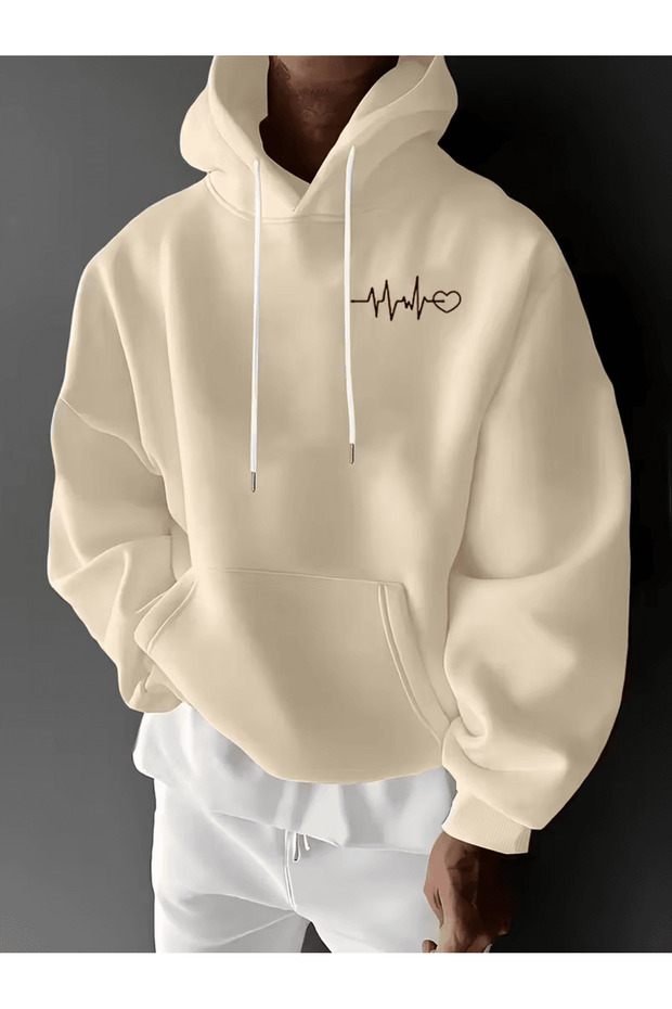Minimal Ekg and Heart Pattern Hoodie