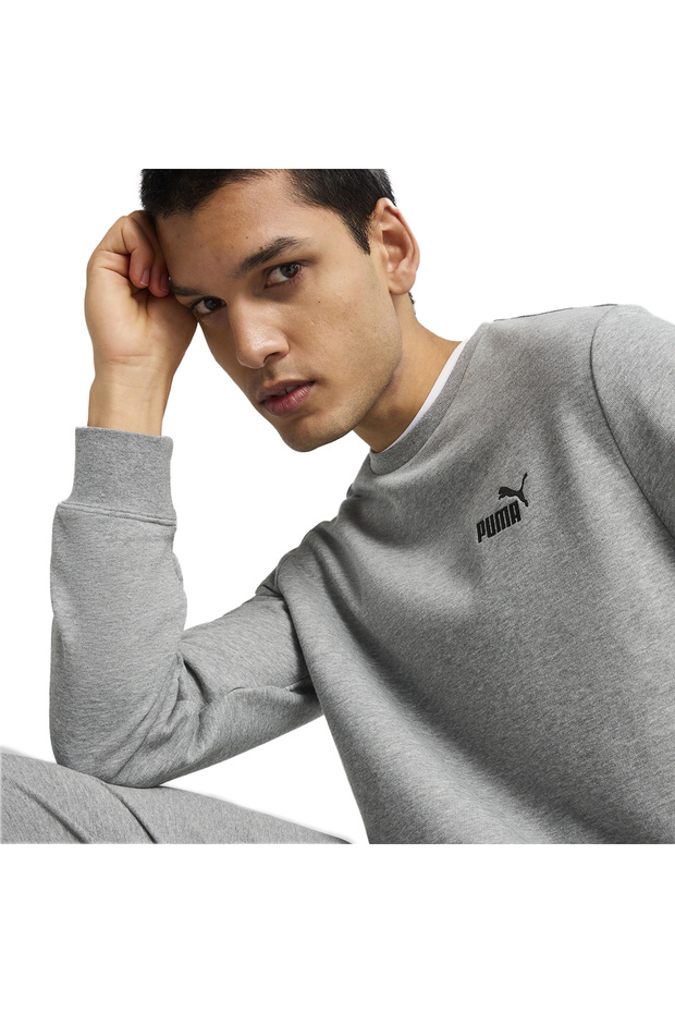 Ess Small No. 1 Logo Crew Erkek Gri Günlük Stil Sweatshirt 68256403 - 3