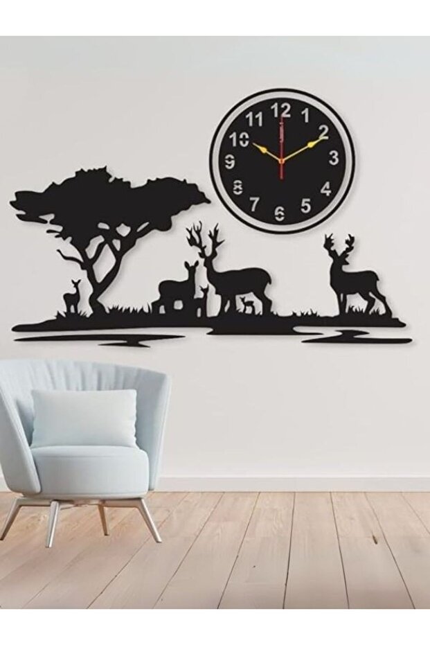 Deer & Tree 3D Wall Clock – Modern Acrylic Silent Wall Clock for Living Room & Bedroom Decoration