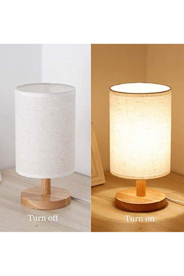 Side table lamp, LED bedroom lights, side table desk lamp, simple design with fabric shade - 5