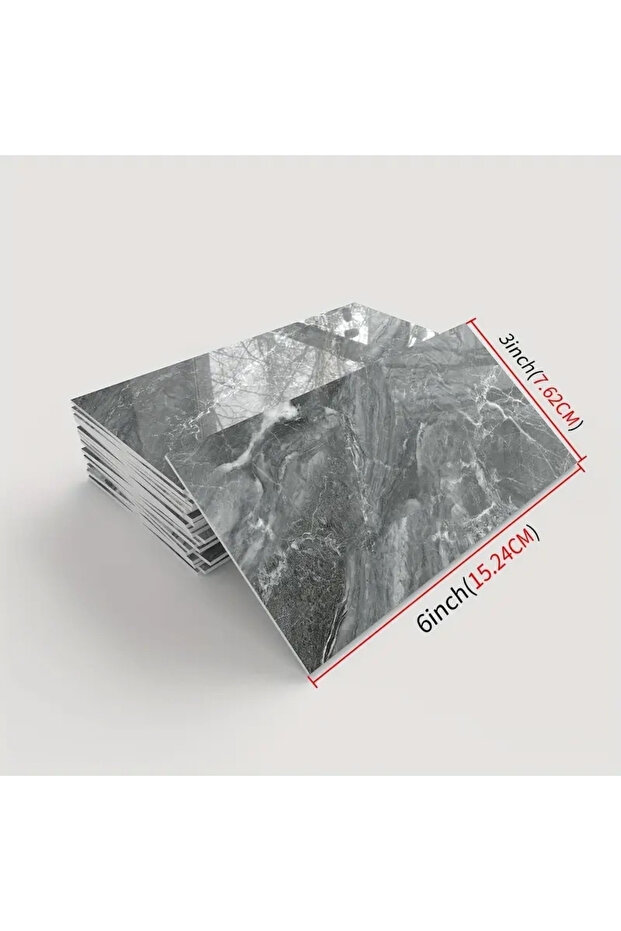 Gray Marble Patterned Aluminum Plastic Wall Sticker - 2