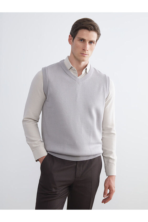 Ozmarka New Season Standard Fit V-Neck Men's Knitwear Sweater