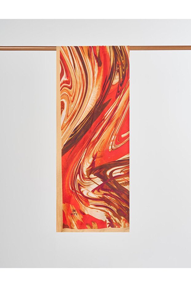 Brush Pattern Shawl Red - 1