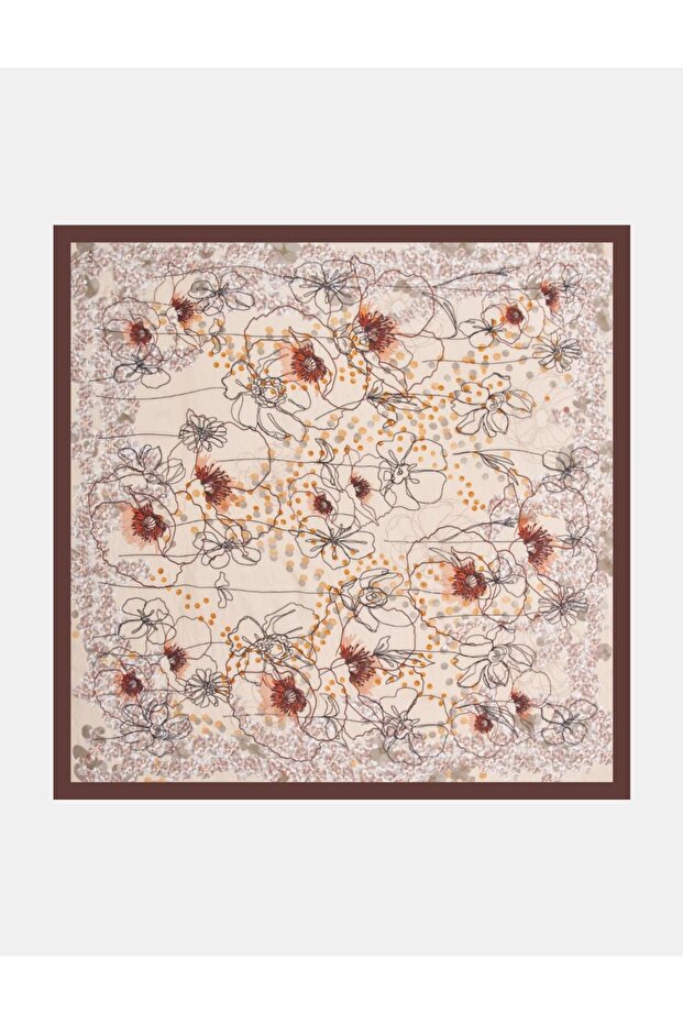Karma Pattern Viscose Scarf Brown