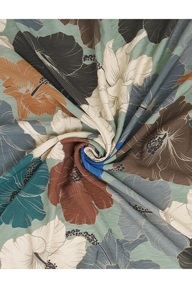 Lily Patterned Viscose Scarf Mint - 2